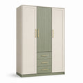 Armario de Madera con 3 Puertas y 3 Cajones Blanco y Verde 180x120x50 cm