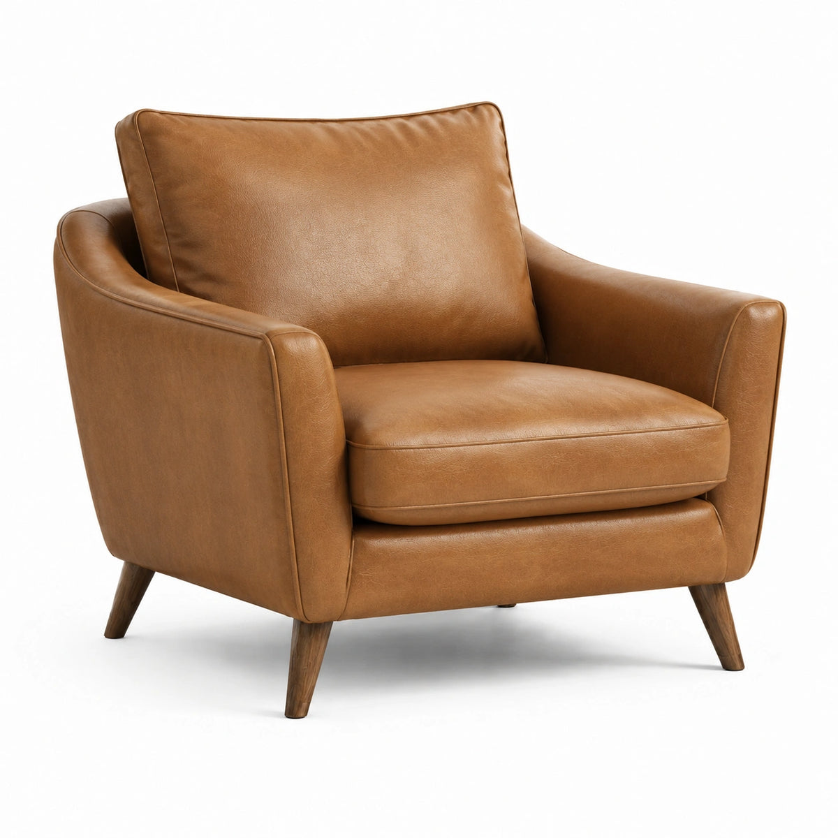 Sillón de Cuero Marrón 90x80x85 cm