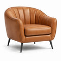 Sillón de Cuero Sintético Marrón con Estructura de Metal