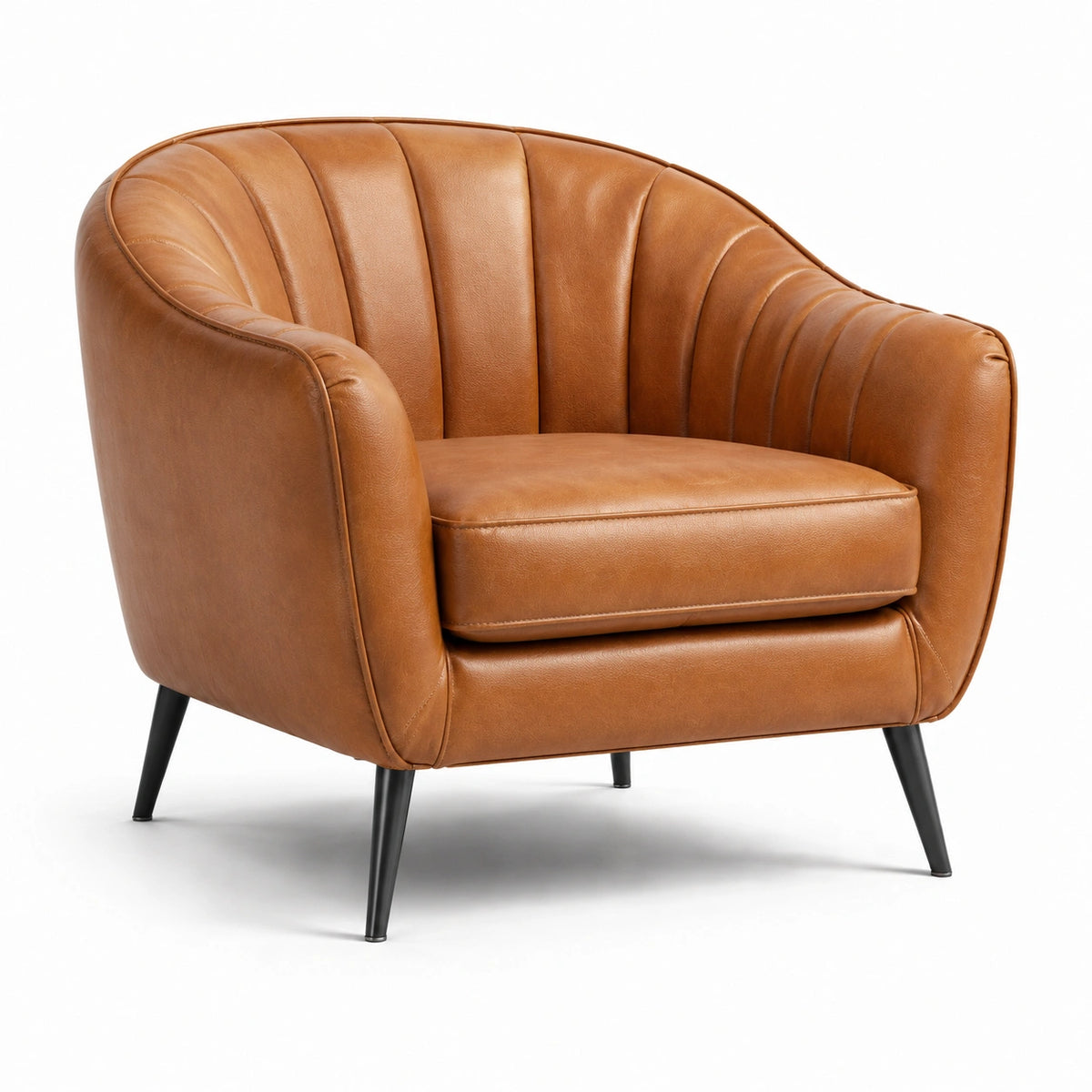 Sillón de Cuero Sintético Marrón con Estructura de Metal