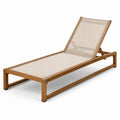 Tumbona de madera de teca y tejido de poliéster beige 200x70x35 cm