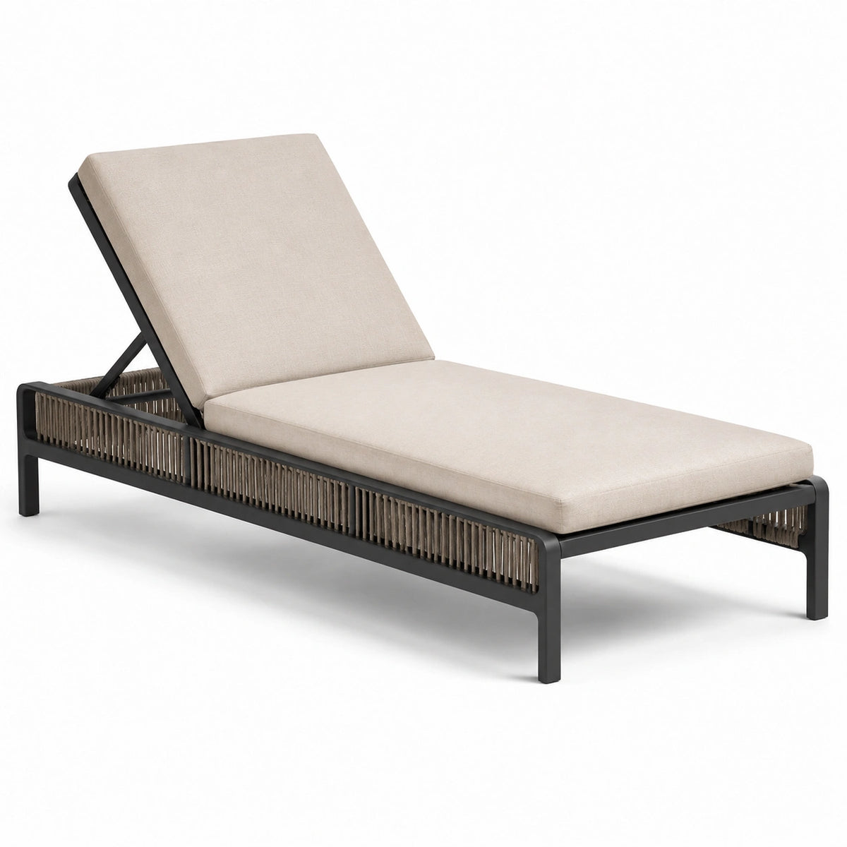 Tumbona de jardín de aluminio y tejido beige