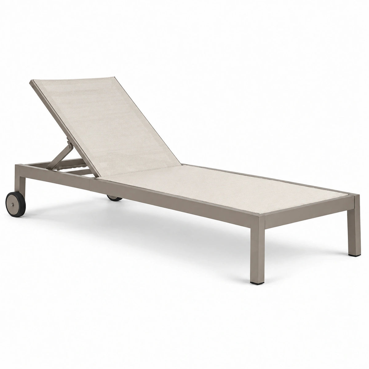 Tumbona de aluminio y textileno crema con respaldo ajustable