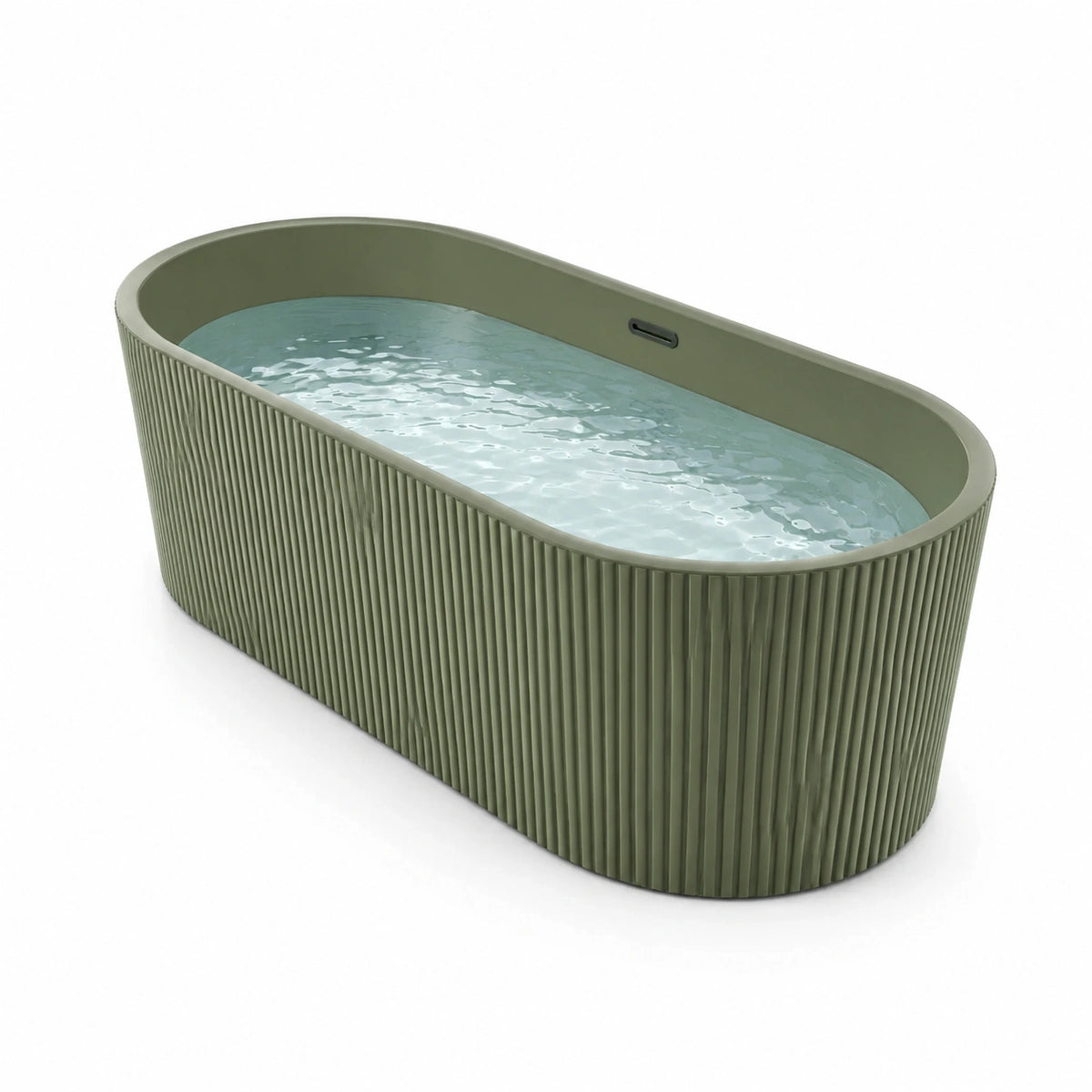 Bañera independiente ovalada de plástico verde oliva 170x70x60 cm