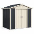 Cobertizo de acero galvanizado gris y beige con techo a dos aguas 213x130x185 cm