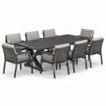 Conjunto de comedor de aluminio y cuerda para 8 personas con cojines gris antracita