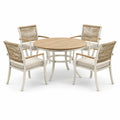 Conjunto de comedor exterior de aluminio y madera para 4 personas