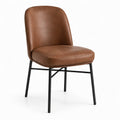 Silla de cuero sintético marrón con estructura de metal